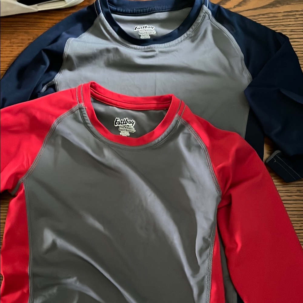 Kids Long Sleeve Tees - Red and Navy